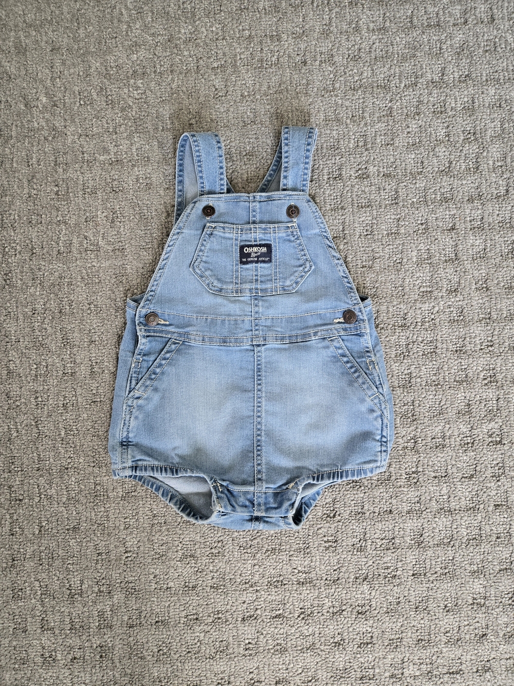 OshKosh B'gosh Light Blue Denim Baby Overall Romper- Overalls